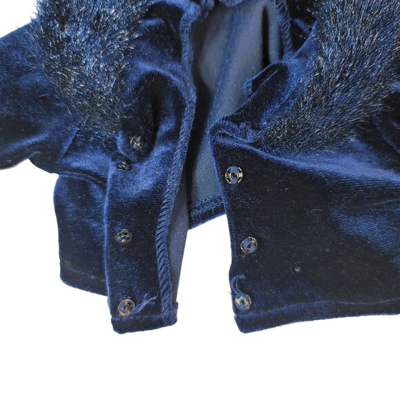 American Girl Twilight Holiday Outfit Blue Velour Skirt Faux Fur Jacket 2000 - Picture 4 of 9